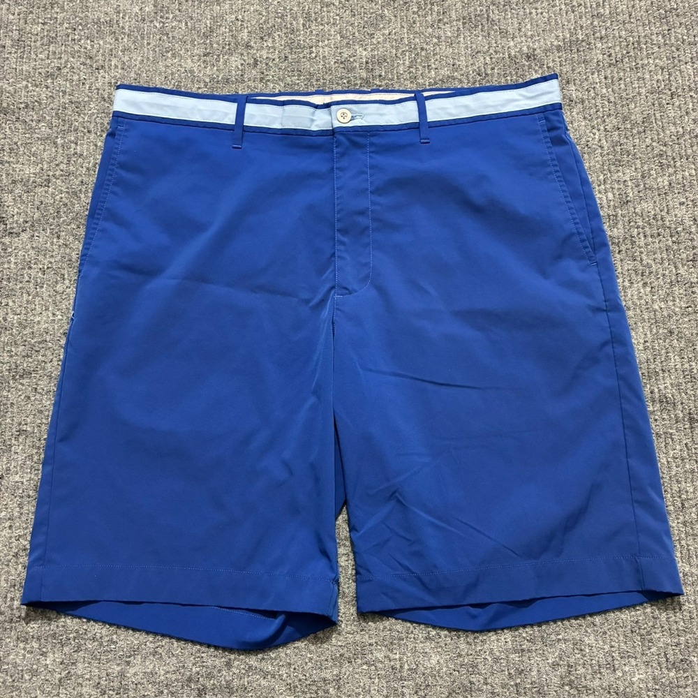 Jack Nicklaus Mens Chino Shorts W37" Blue Flat Front Mid Rise Performance